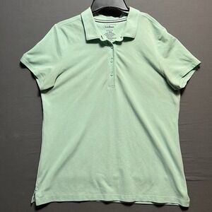 L.L. Bean Polo Shirt Womens Large green Short Sleeve Slightly Fitted Cotton